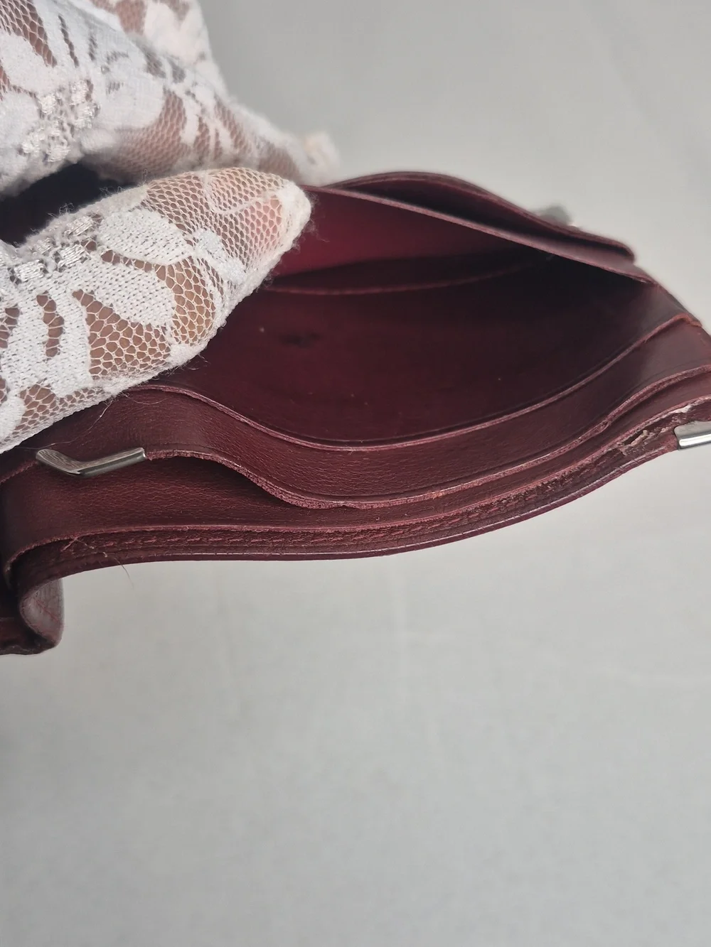 Cartier Men's Leather Bifold Wallet - Burgundy with Metal Corners